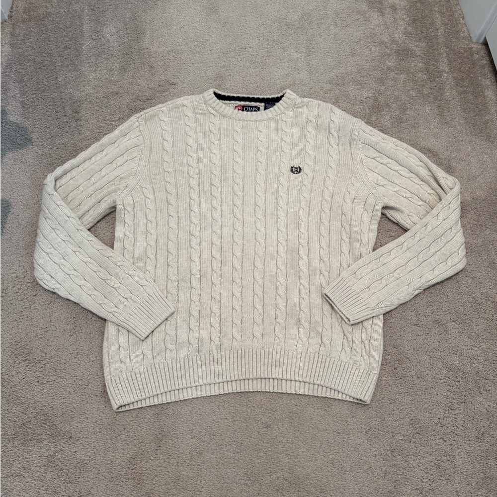 Chaps Cream Cable Knit Sweater